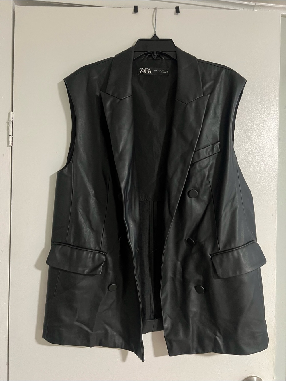 Zara faux leather sleeveless blazer vest